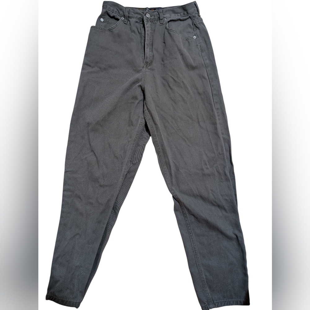 Vintage Route 66 High Waist Unisex Charcoal Green Straight Jeans